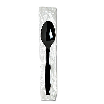 Dixie Individually Wrapped Heavyweight Teaspoons, Polystyrene, Black 1,000/Carton (DXETH53C7)