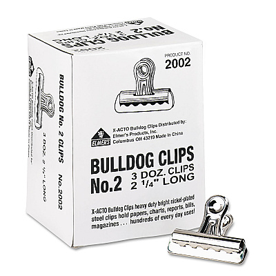 X-ACTO Bulldog Clips, Medium, Nickel, 36/Box (EPI2002LMR)