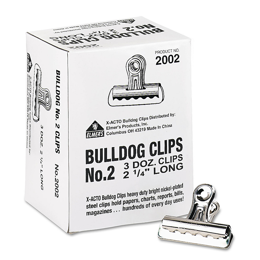 X-ACTO Bulldog Clips, Medium, Nickel, 36/Box (EPI2002LMR)