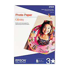Epson Glossy Photo Paper, 9.4 mil, 13 x 19, Glossy White, 20/Pack (EPSS041143)