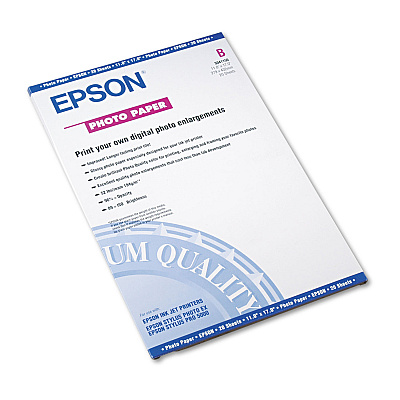 Epson Glossy Photo Paper, 9.4 mil, 11 x 17, Glossy White, 20/Pack (S041156)