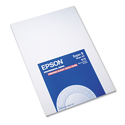 Epson Premium Photo Paper, 10.4 mil, 13 x 19, High-Gloss White, 20/Pack (EPSS041289)