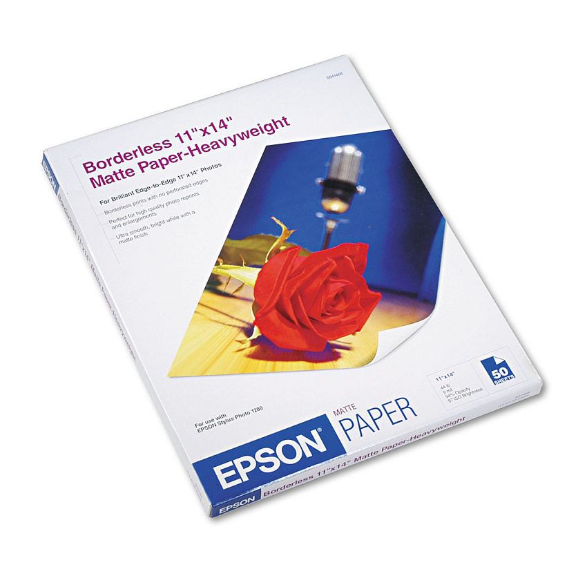 Epson Premium Matte Presentation Paper, 9 mil, 11 x 14, Matte Bright White, 50/Pack (EPSS041468)