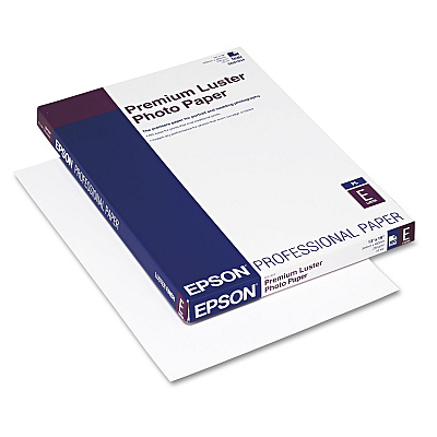 Epson Premium Luster Photo Paper, 10 mil, 13" x 19", Luster White, 100/Pack (EPSS041604)