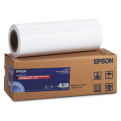 Epson Premium Glossy Photo Paper Roll, 3" Core, 10 mil, 16" x 100 ft, Glossy White (EPSS041742)