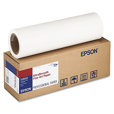 Epson UltraSmooth Fine Art Paper Rolls, 15 mil, 17" x 50 ft, Matte White (EPSS041856)