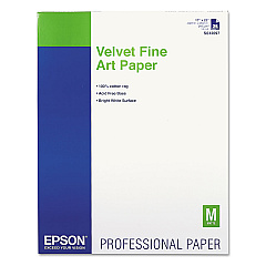 Epson Velvet Fine Art Paper, 17 x 22, White, 25/Pack (EPSS042097)