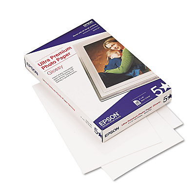 Epson Ultra Premium Glossy Photo Paper, 11.8 mil, 4 x 6, Glossy Bright White, 60/Pack (EPSS042181)