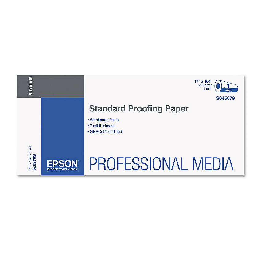 Epson Proofing Paper Roll, 7 mil, 17" x 164 ft, Semi-Matte; Resin White (EPSS045079)