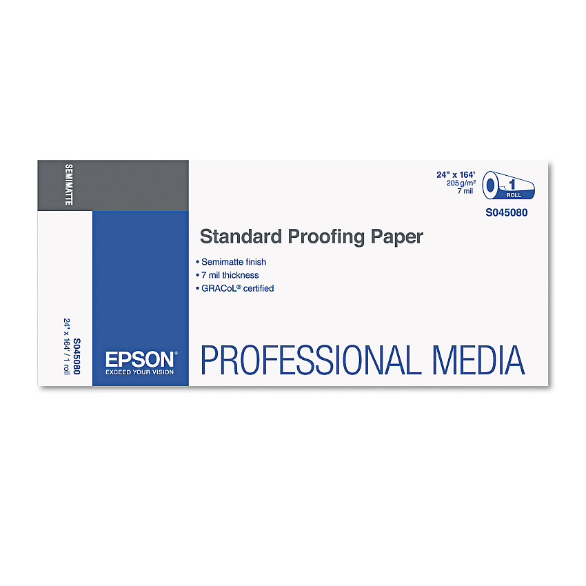 Epson Proofing Paper Roll, 7 mil, 24" x 164 ft, Semi-Matte; Resin White (EPSS045080)
