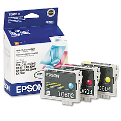 Epson T060520-S (60) Ink, 1,350 Page-Yield, Cyan/Magenta/Yellow