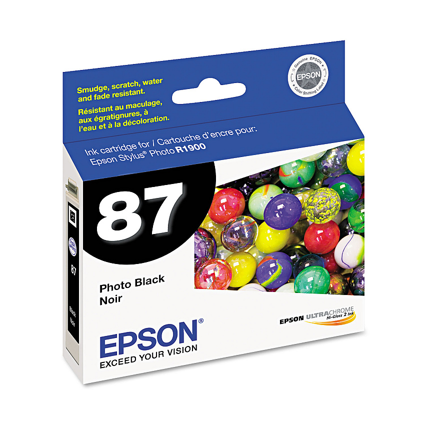 Epson T087120 (87) UltraChrome Hi-Gloss 2 Ink, Black