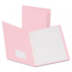 Oxford Twin-Pocket Folders with 3 Fasteners, 0.5" Capacity, 11 x 8.5, Pink,25/Box (57768)