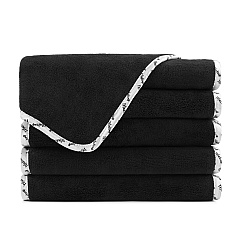 Bck2u Coral Fleece Makeup Washcloth 13x13 - Piping, Pack Of 6 (P-MU-PIPING-BLK)