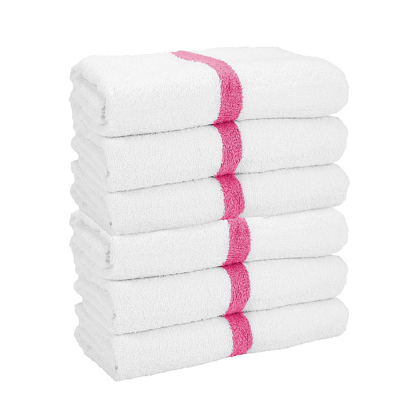 Power Gym Bath Towel 22x44 Pink Stripe, Pack Of 6 (PNP-PWR-2244-6PKCS)