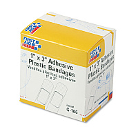 First Aid Only Plastic Adhesive Bandages, 1 x 3, 100/Box (FAOG106)
