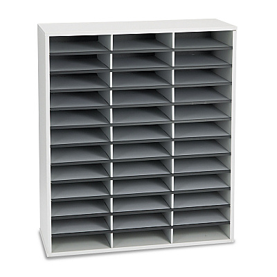 Fellowes Literature Organizer, 36 Letter Compartments, 29 x 11.88 x 34.69, Dove Gray (FEL25061)