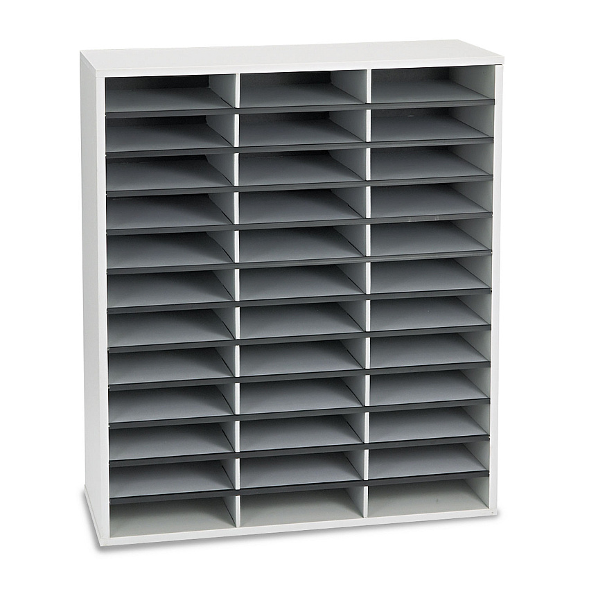 Fellowes Literature Organizer, 36 Letter Compartments, 29 x 11.88 x 34.69, Dove Gray (FEL25061)