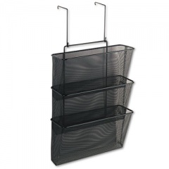 Fellowes Mesh Partition Additions Three-File Pocket Organizer, 12.63 x 8.25 x 23.25, Over-the-Panel/Wall Mount, Black (75901)