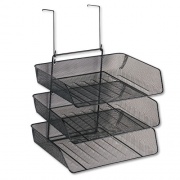 Fellowes Mesh Partition Additions Three-Tray Organizer, 11.13 x 14 x 14.75, Over-the-Panel/Wall Mount, Black (75902)