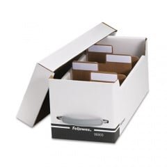 Fellowes Corrugated Media File, Holds 35 Standard Cases, White/Black (96503)