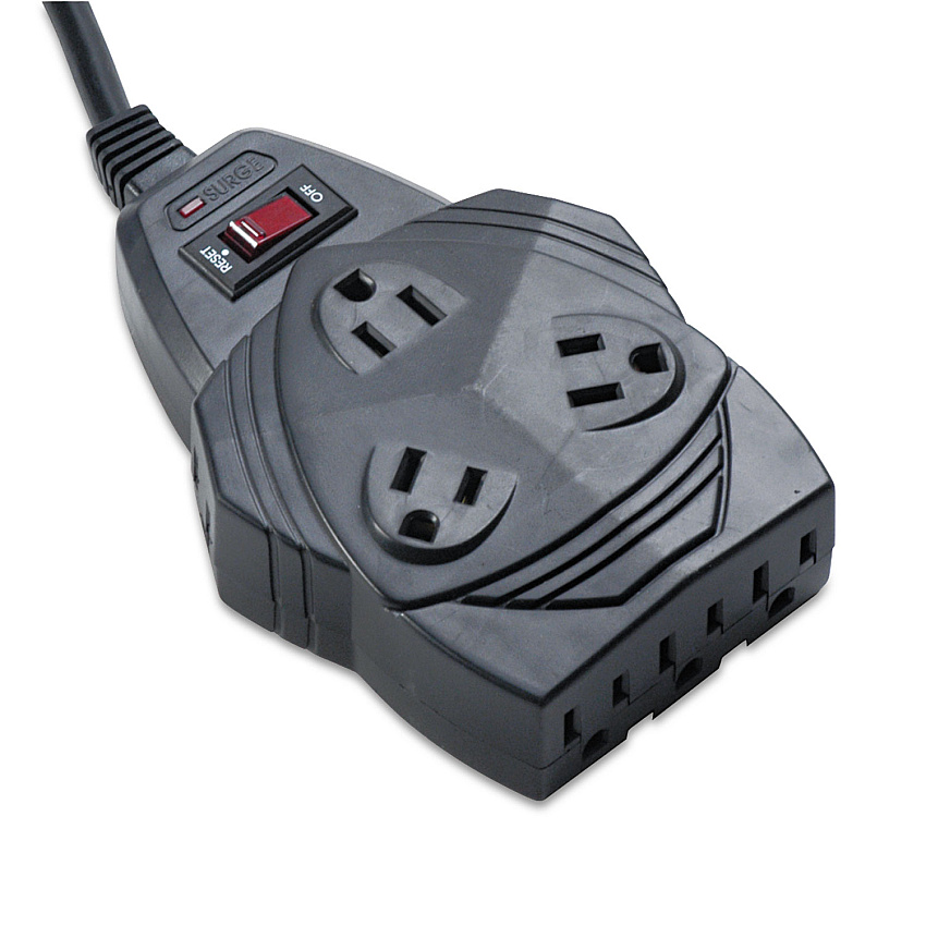 Fellowes Mighty 8 Surge Protector, 8 AC Outlets, 6 ft Cord, 1,460 J, Black (FEL99091)