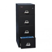 FireKing Insulated Vertical File, 1-Hour Fire Protection, 4 Letter-Size File Drawers, Black, 17.75" x 25" x 52.75" (41825CBL)