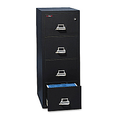 FireKing Insulated Vertical File, 1-Hour Fire Protection, 4 Letter-Size File Drawers, Black, 17.75" x 25" x 52.75" (FIR41825CBL)