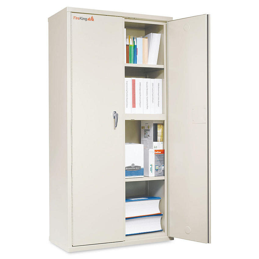 FireKing Storage Cabinet, 36w x 19.25d x 72h, UL Listed 350 Degree, Parchment (FIRCF7236D)