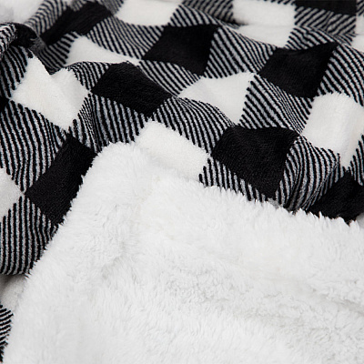 Buffalo Plaid Throw 50x70 - Black & White (hanger), Case Of 12 (THROW-BLKPLD-50X70-H-CS)