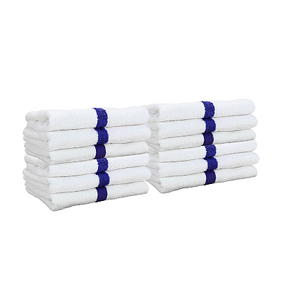 Power Gym Hand Towel 16x27 Blue Stripe, Case Of 120 (PWR-1627-3BCS-CS)