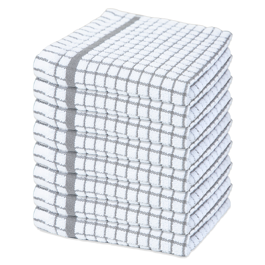 Sc Classic Checkered Dishcloth 13x13 Grey, Pack Of 8 (P-SC-CHK-DC-GRY)