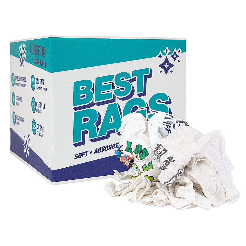R2-w50 T-shirt Reclaimed Rags White 10lb Box (R2-W50-10)