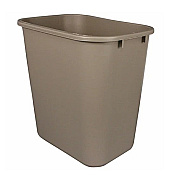 Rectangular Soft-sided Plastic Wastebasket, 28 Quart, No Pinchm Design, Seamless, Durable Molded Polyethylene, Beige, Case Of 12 (7702-15)