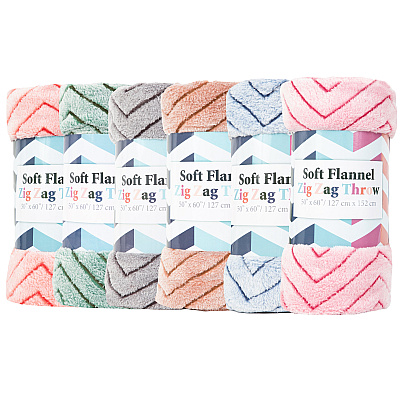 Zig Zag Throw Blankets 50x60, Case Of 12 (THROW-ZIGZAG-CS)