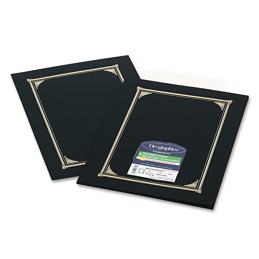 Geographics Certificate/Document Cover, 12.5 x 9.75, Black, 6/Pack (GEO45331)
