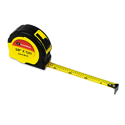 Great Neck ExtraMark Power Tape, 0.63" x 12 ft, Steel, Yellow/Black (GNS95007)