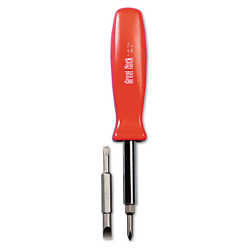 Great Neck 4 In-1 Screwdriver W/interchangeable Phillips/standard Bits, Assorted Colors (GNSSD4BC)