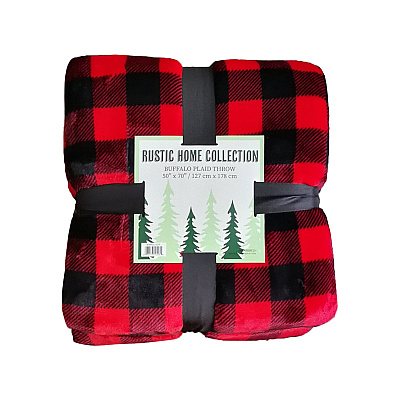 Buffalo Plaid Throw Blanket - Red & Black 50x70, Case Of 12 (THROW-BUFPL-50X70-CS)