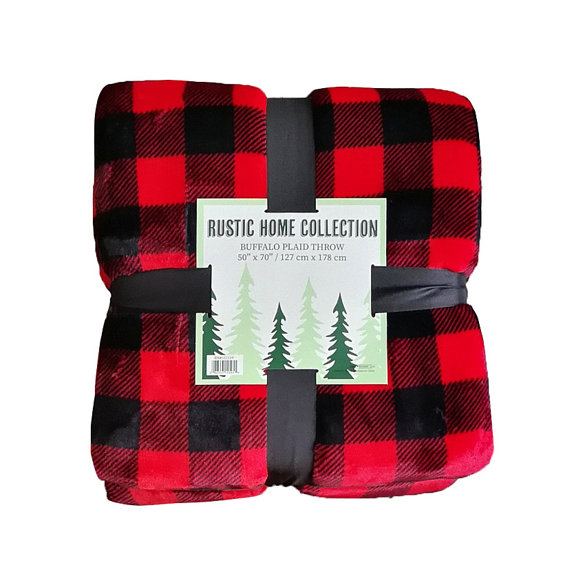 Buffalo Plaid Throw Blanket - Red & Black 50x70, Case Of 12 (THROW-BUFPL-50X70-CS)