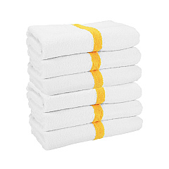 Power Gym Bath Towel 22x44 Gold Stripe, Pack Of 6 (PNP-PWR-2244-6GLDCS)
