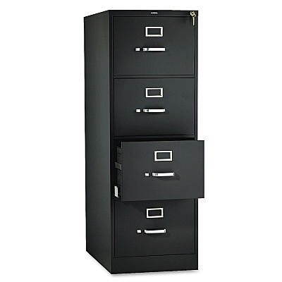 HON 510 Series Vertical File, 4 Legal-Size File Drawers, Black, 18.25" x 25" x 52" (HON514CPP)