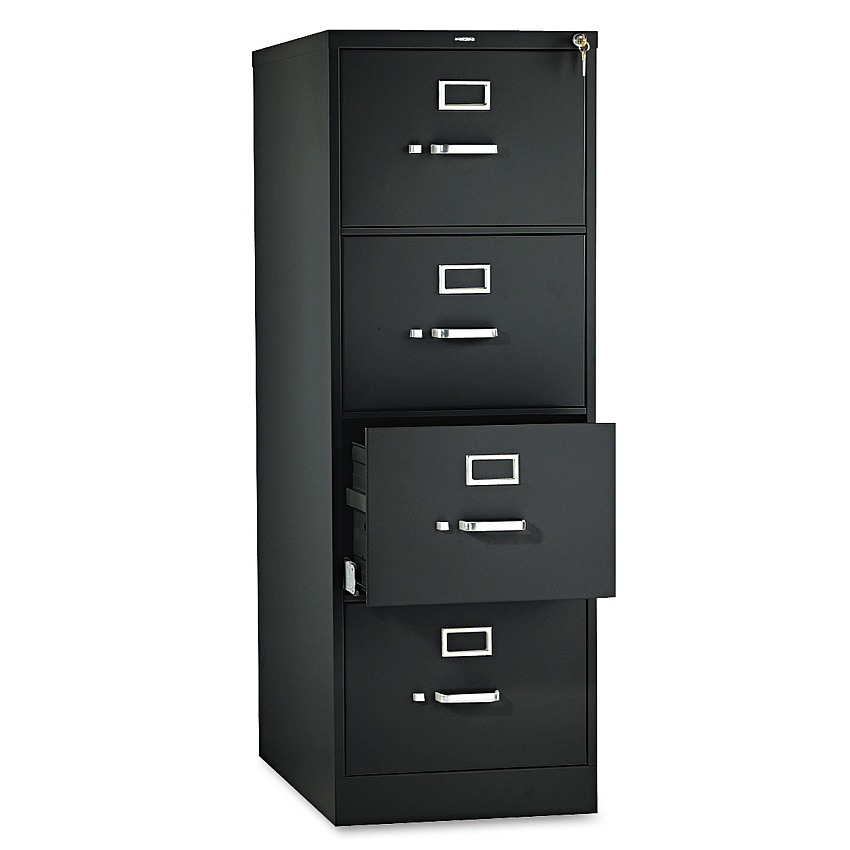 HON 510 Series Vertical File, 4 Legal-Size File Drawers, Black, 18.25" x 25" x 52" (HON514CPP)