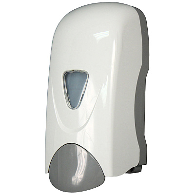 Foam-eeze Foam Soap Dispenser With Refillable Bottle, 1000ml Capacity, Push Bar Design, White & Gray, Case Of 12 (9325)