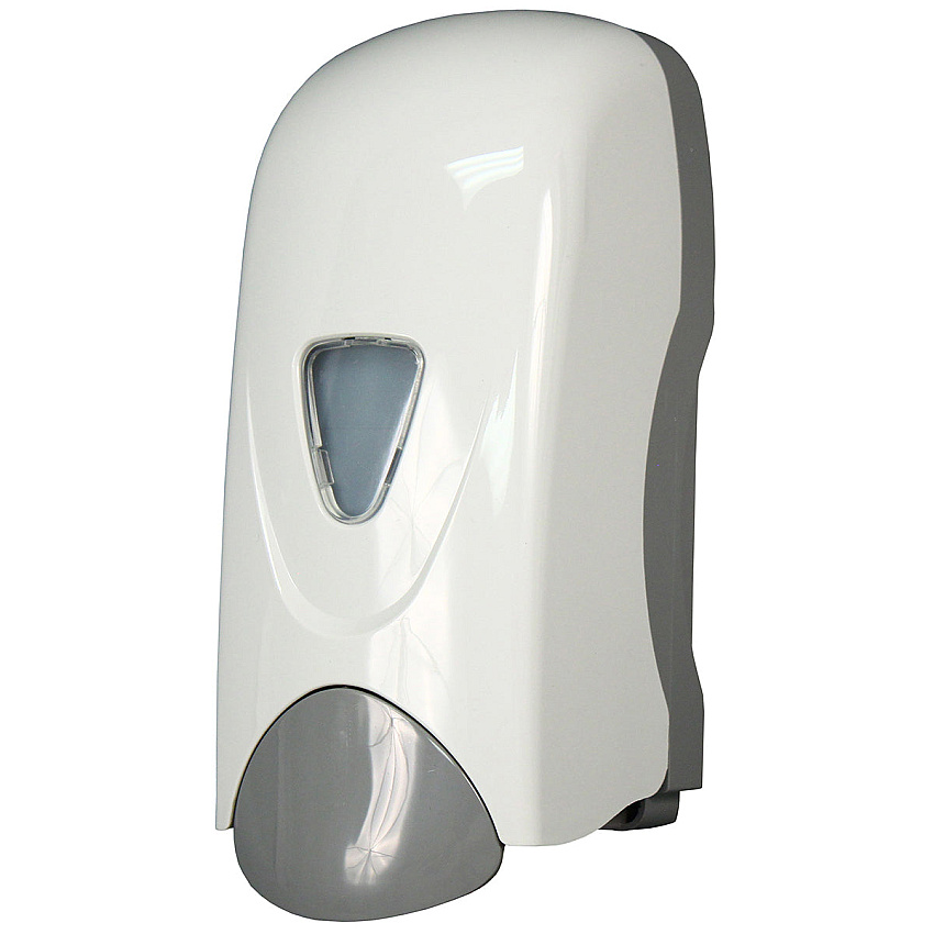 Foam-eeze Foam Soap Dispenser With Refillable Bottle, 1000ml Capacity, Push Bar Design, White & Gray, Case Of 12 (9325)