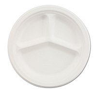 Chinet Paper Dinnerware, 3-Compartment Plate, 10.25" dia, White, 500/Carton (HUH21204CT)