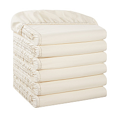 Host & Home Microfiber Fitted Sheets - Twin - Ivory W/ Black Hem, Pack Of 6 (P-MFS-368012-IV)