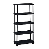 Iceberg Rough n Ready Open Storage System, Five-Shelf, Blow-Molded HDPE, 36w x 18d x 74h, Black (ICE20851)