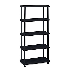 Iceberg Rough n Ready Open Storage System, Five-Shelf, Blow-Molded HDPE, 36w x 18d x 74h, Black (ICE20851)