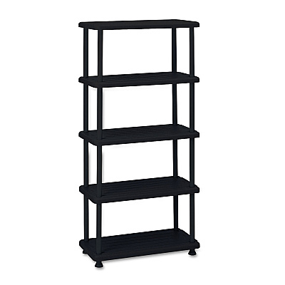 Iceberg Rough n Ready Open Storage System, Five-Shelf, Blow-Molded HDPE, 36w x 18d x 74h, Black (ICE20851)